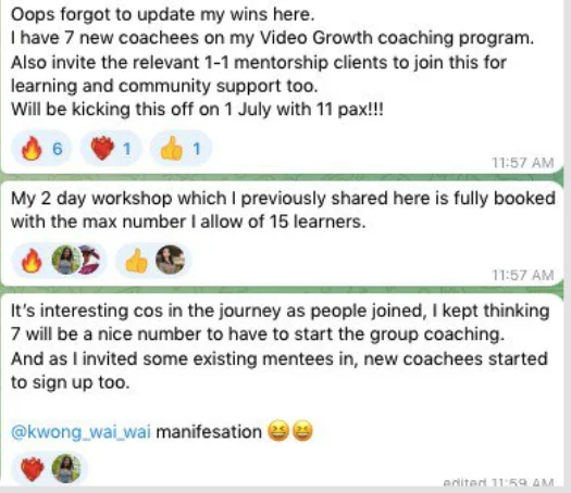 7 new coachees signed, workshop fully booked