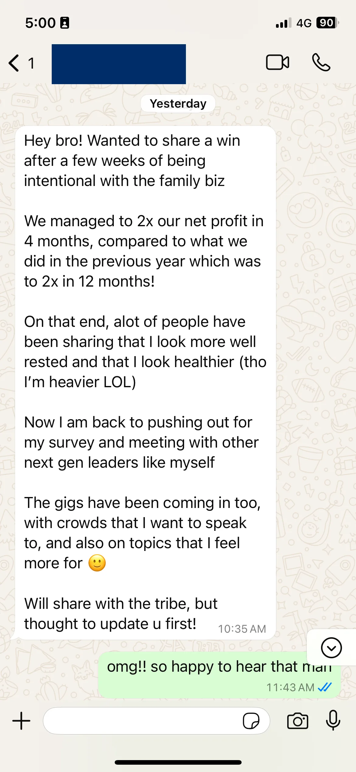 2x net profit in 4 months (vs 12 months the year before)