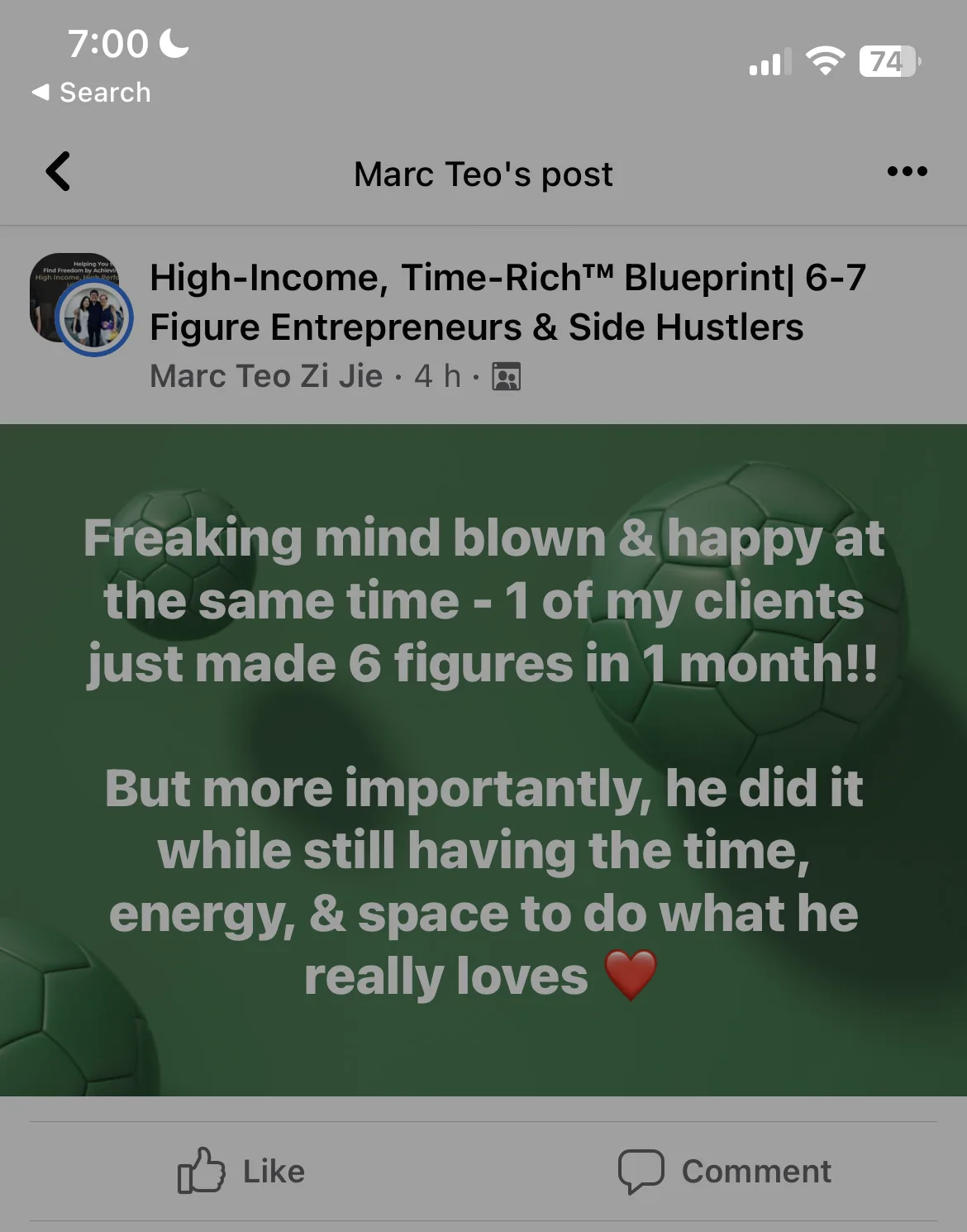 A client made 6 figures in a single month