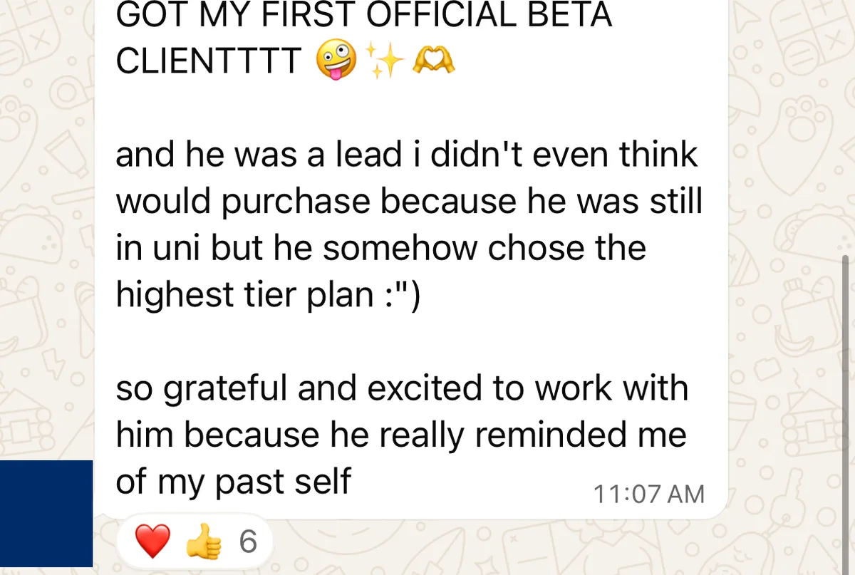 First official beta client, and he chose the highest tier
