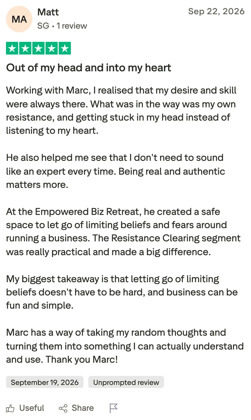 Trustpilot review by Matt