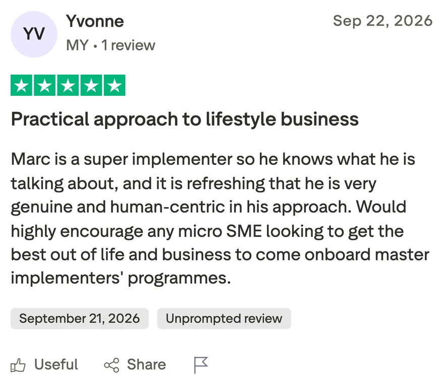 Trustpilot review by Yvonne